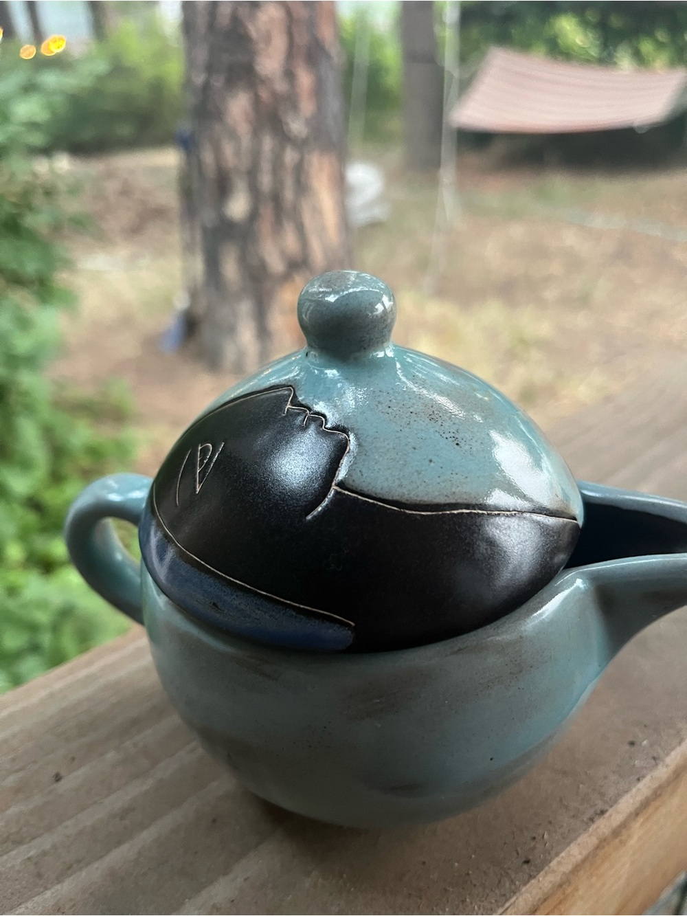 Signed Mara of Mexico Lidded Cream Pitcher Two Faces Stunning!